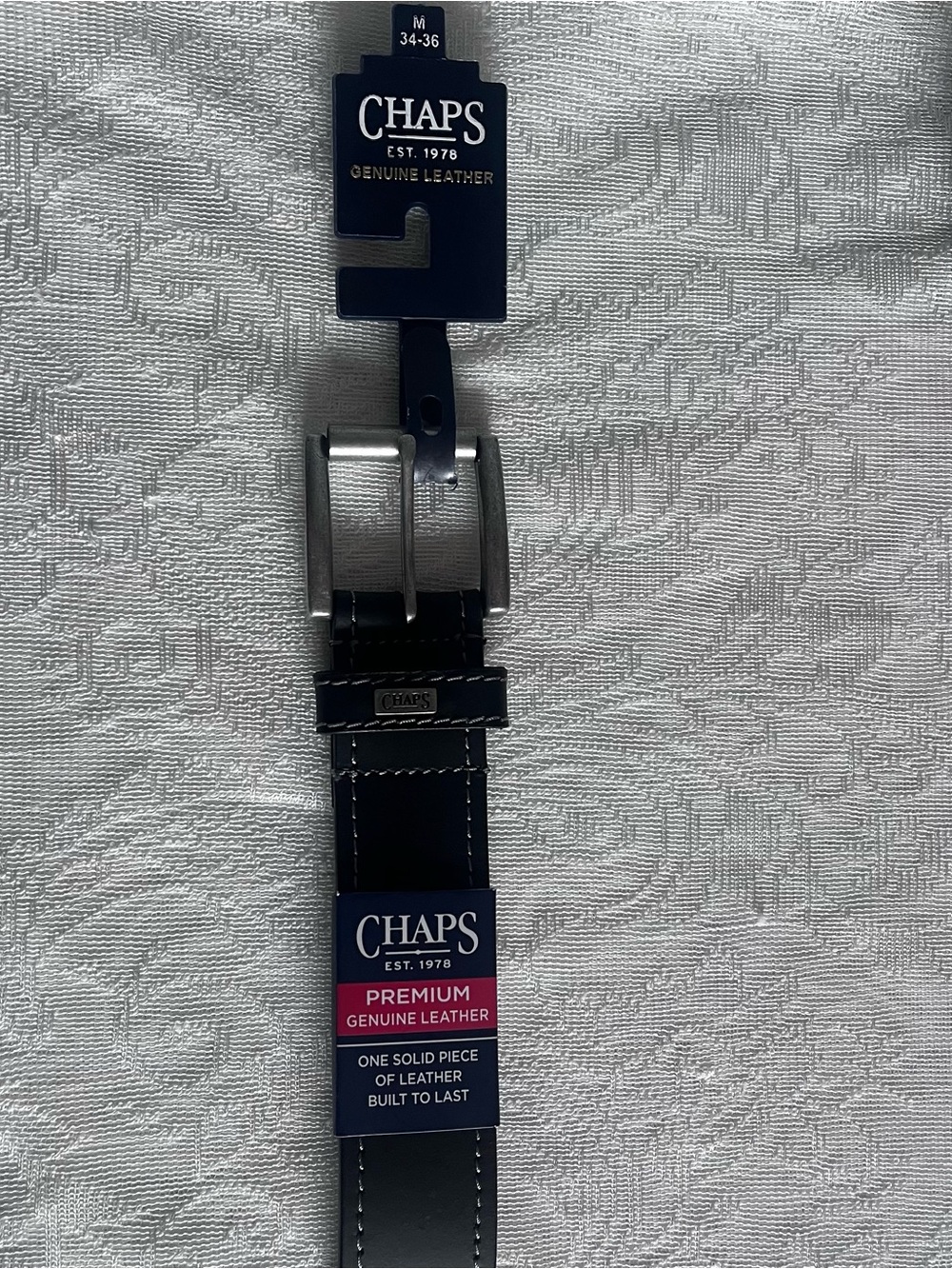 Chaps Men's Black Dress Belt M 34-36, 1.5 in, Adjustable Metal Buckle